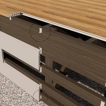 Single Fascia Clip mounting on deck frame before board installation