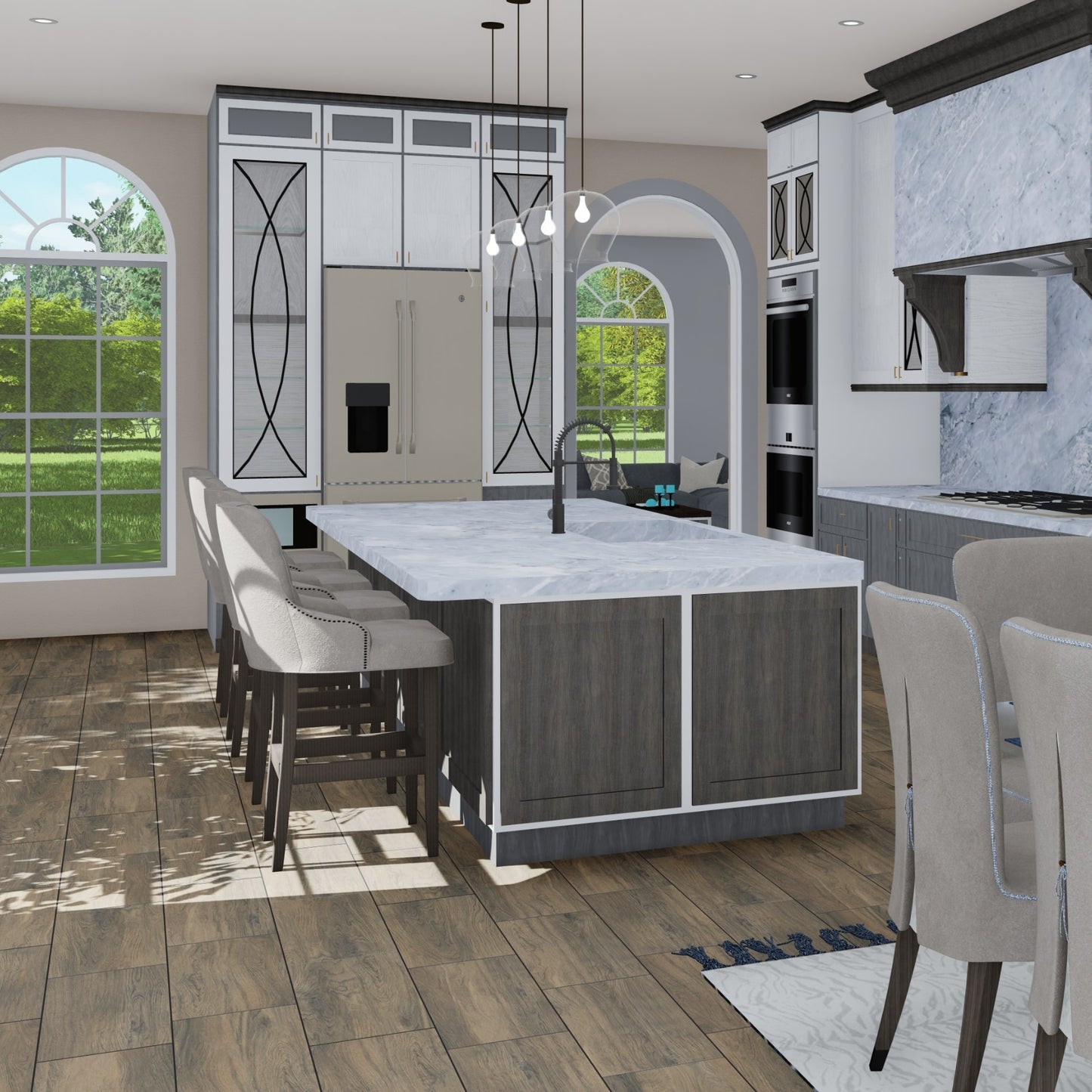 Pre-assembled Aged Teak Rainier tiles perfect for modern indoor and outdoor decks